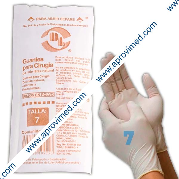 GUANTES LÁTEX PARA CIRUGÍA Estéril (DL) Talla 7 c/1 PAR.
