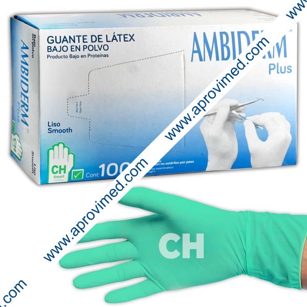 AMBIDERM Plus GUANTE LTX EXPLORACIÓN VERDE No Estéril CH. c/100 Pzs.