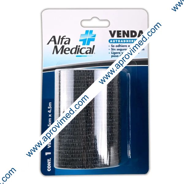 VENDA AUTOADHERIBLE (Alfa Medi) Col. Negro  7.5cm. (3") x 4.5m. Blister c/1 Pza.