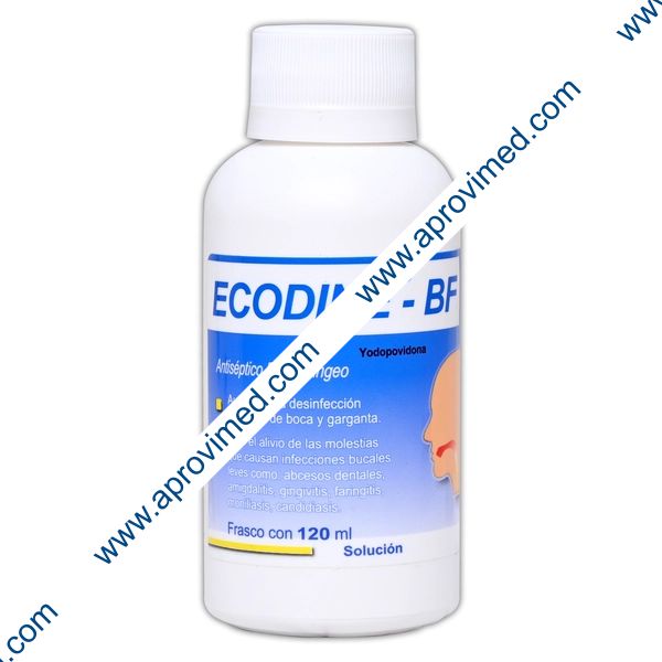 ECODINE-BF SOL. Antiséptico Bucofaríngeo Fco. 120 ML. 8 G/100 ML.