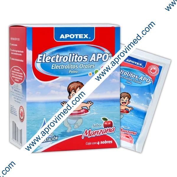 ELECTROLITOS APO POLVO Sab. MANZANA Cja. c/ 4 SOBS. 28.3 G. p/1 L.