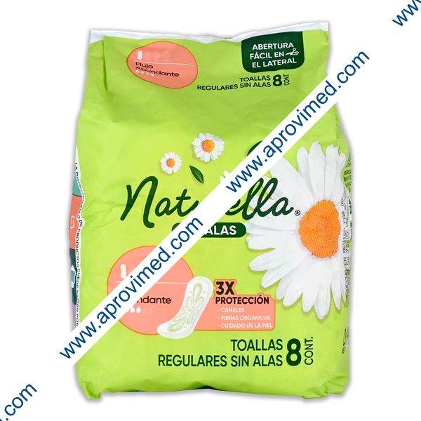 NATURELLA REGULAR Sin Alas/Flujo Abundante c/8 TOALLAS.