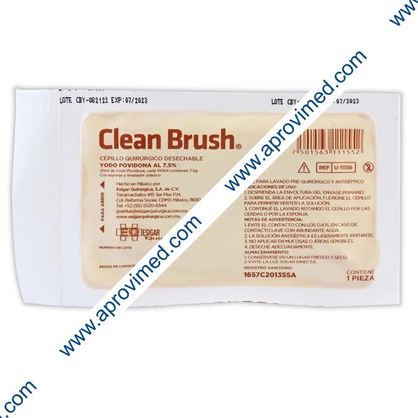 CLEAN BRUSH Yodo Povidona SOLUCIÓN al 7.5% Cepillo Quirúrgico c/1 Pza.