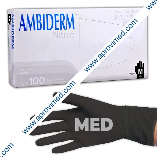 AMBIDERM NITRILO GUANTE EXPLN. NEGRO No Estéril "MED" c/100 Pzs.