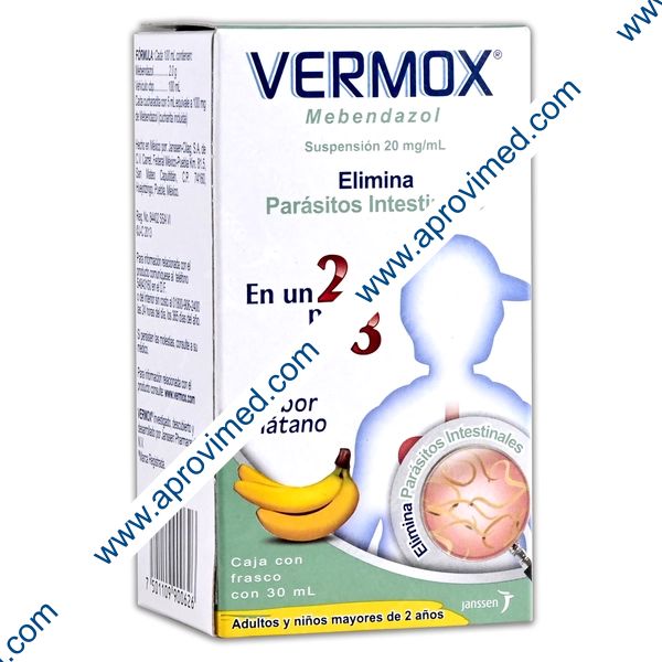VERMOX SUSP. Fco. 30 ML. 20 MG/1 ML.