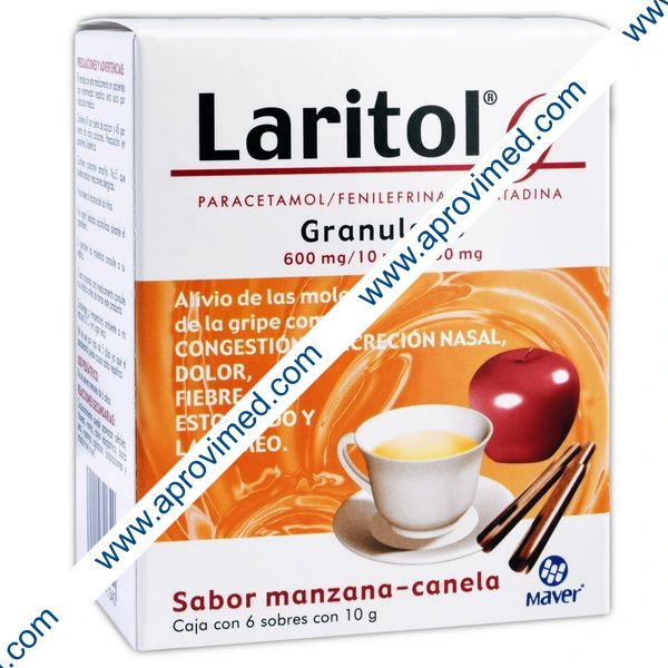 LARITOL-G GNDO. (Manzana-Canela) c/6 SOBS. 600-10-2.5 MG/10 G.