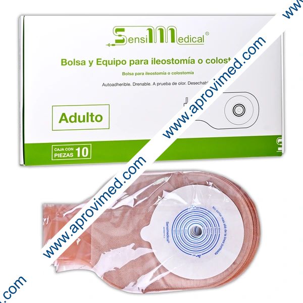 BOLSA Y EQUIPO PARA ILEOSTOMÍA/COLOSTOMÍA Adulto (Sensimedical) Cja. c/10 Pzs.