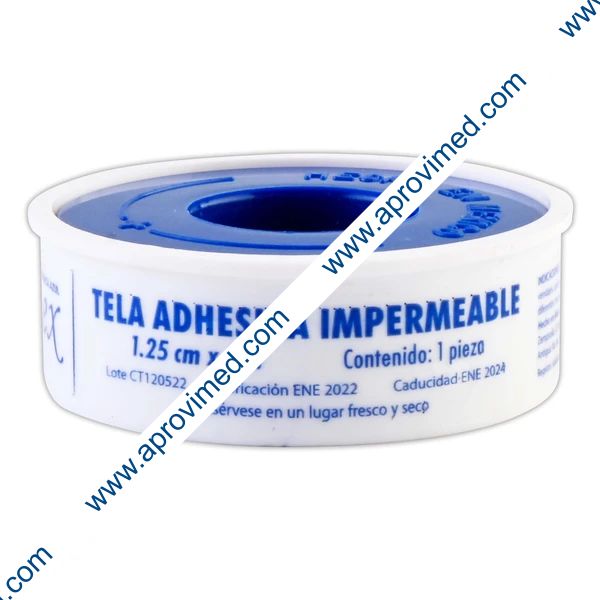 TELA ADHESIVA IMPERMEABLE (Quirmex) Carrete A: 1.25cm; L: 5m. c/1 Pza.