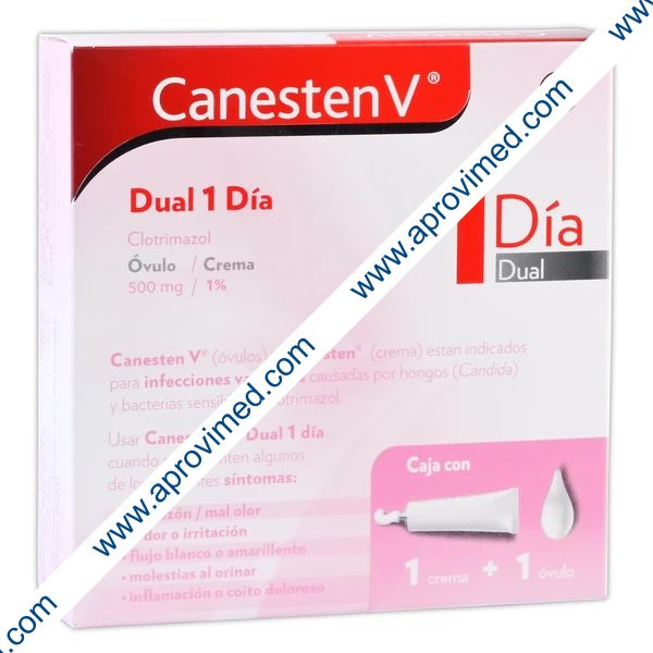 CANESTEN V Dual 1 DÍA c/1 ÓVULO 500 MG. y TUBO CREMA 1%.