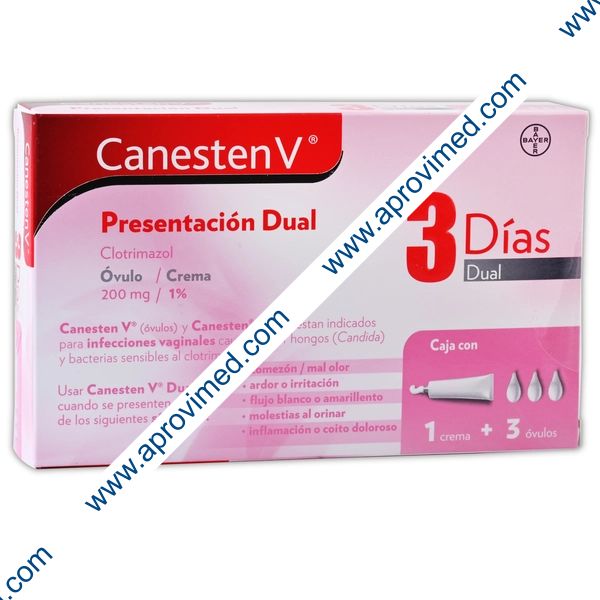 CANESTEN V Dual 3 DÍAS c/3 ÓVULOS 200 MG. y TUBO CREMA 10 G. 1%