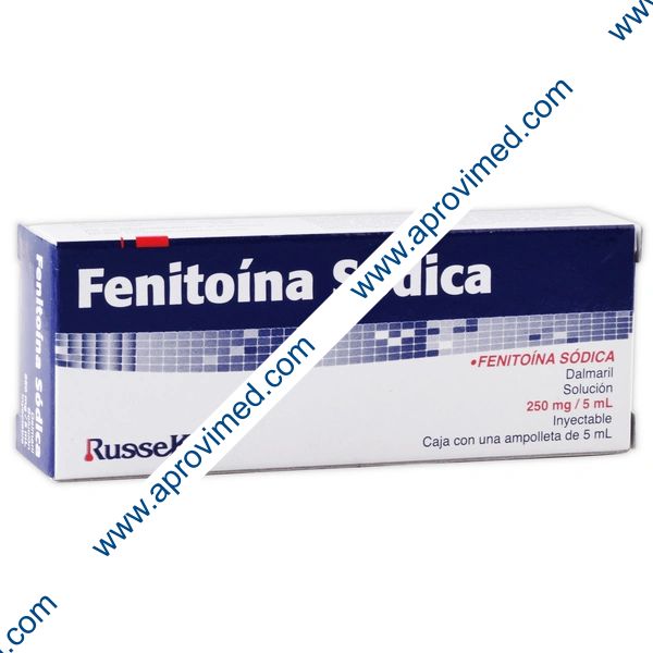 FENITOÍNA SÓDICA (Russek) Sol. Iny. c/1 AMPTA. 250 MG/5 ML.