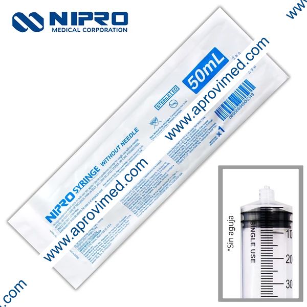 JERINGA 50 mL. (Nipro) Pivote Luer Lock s/AGUJA c/1 Pza.