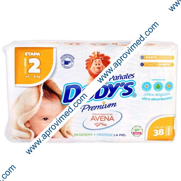 PAÑAL DODYS PREMIUM Chico (ETAPA-2 / 4.5-8 Kg.) c/38 Pzs.