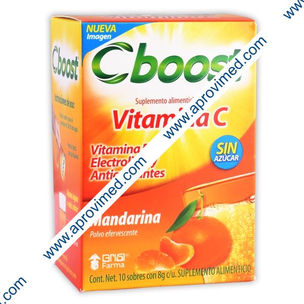 C-BOOST (Vitamina C) POLVO EFERVSTE. Sab. Mandarina c/10 SOBS. 8 G.