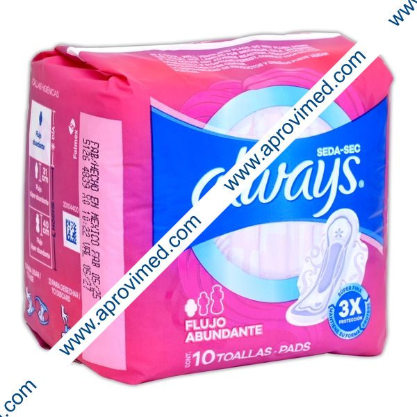 ALWAYS PROTECCIÓN TOTAL SECA con Alas c/10 Toallas.