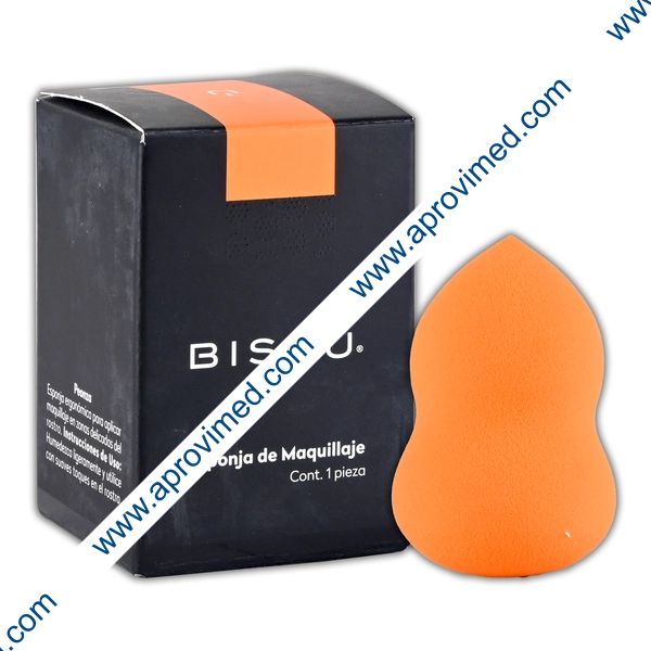 BISSÚ ESPONJA DE MAQUILLAJE (Forma Peonza) Col. NARANJA c/1 Pza.