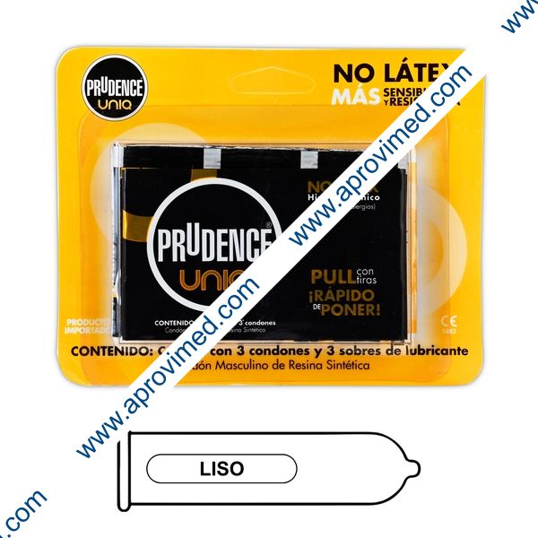 PRUDENCE UNIQ Caja c/3 CONDONES y 3 LUBRICANTES DE SABORES.
