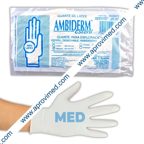AMBIDERM Estéril GUANTE LTX EXPLORACIÓN Talla MEDIANO c/1 Pza.