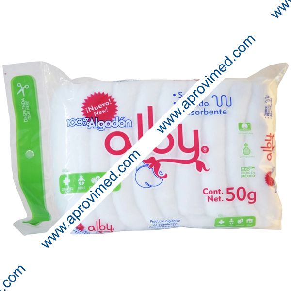 ALGODON ABSORBENTE PLISADO (Alby) Bolsa c/ 50 G.