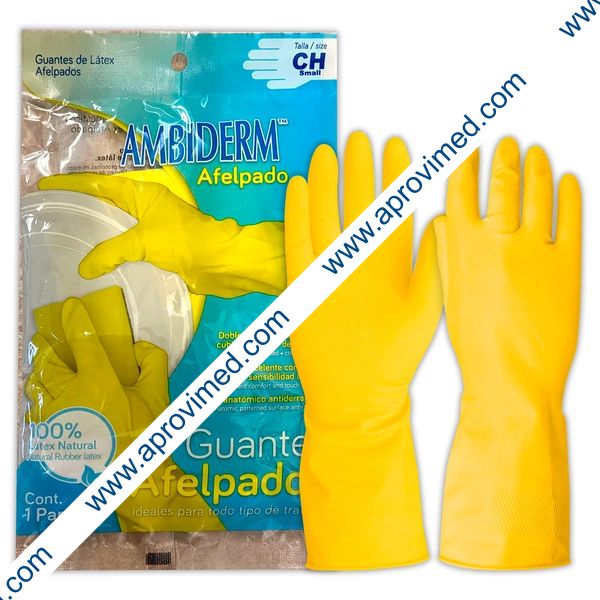 GUANTES DE LÁTEX Afelpados (Ambiderm) Talla CH. c/1 PAR.