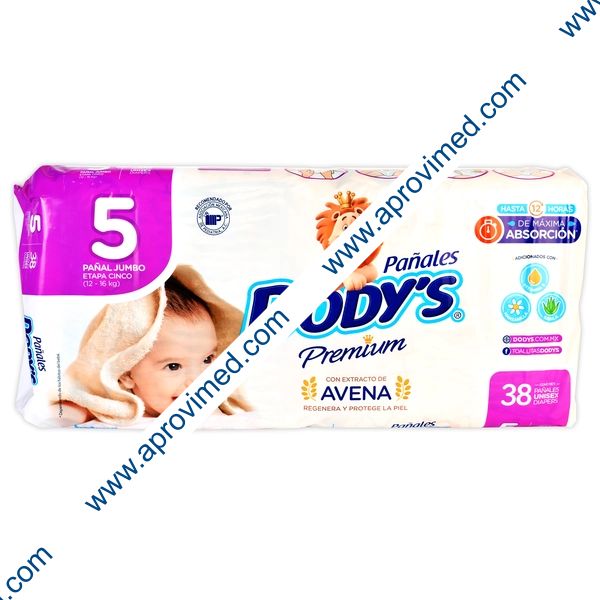 PAÑAL DODYS PREMIUM Jumbo (ETAPA-5 / 12-16 Kg.) c/38 Pzs.