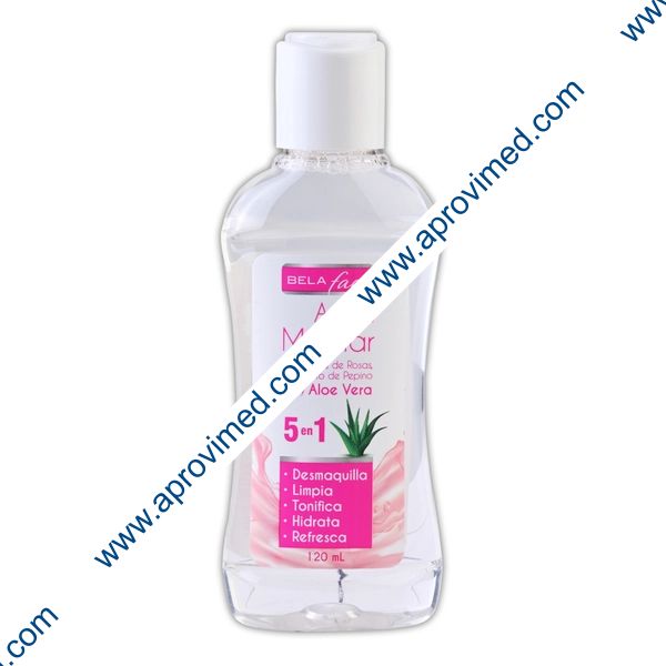 AGUA MICELAR (Agua de Rosas/Exto. Pepino/Aloe Vera) 5en1 (Belabel) Fco. 120 ML.