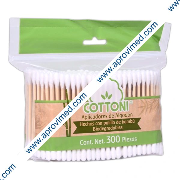 APLICADORES DE ALGODÓN BIODEGRADABLES (Cottoni) Bolsa c/300 Pzs.