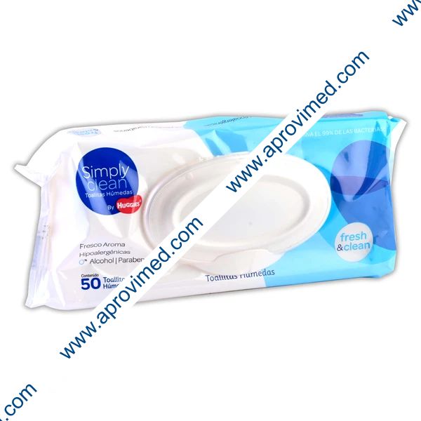 HUGGIES SIMPLY CLEAN Paq. c/50 TOALLITAS HUMEDAS.