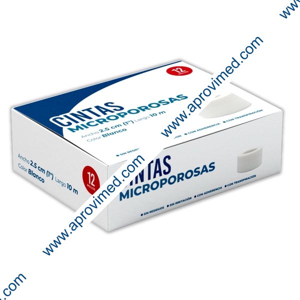 CINTA MICROPOROSA (Codifarma) Rollo Col. Blanco A: 2.5cm; L: 10m. Caja c/12 Pzs.