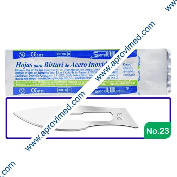 HOJA PARA BISTURÍ Acero Inoxidable (SensiMedical) No. 23 c/1 Pza.