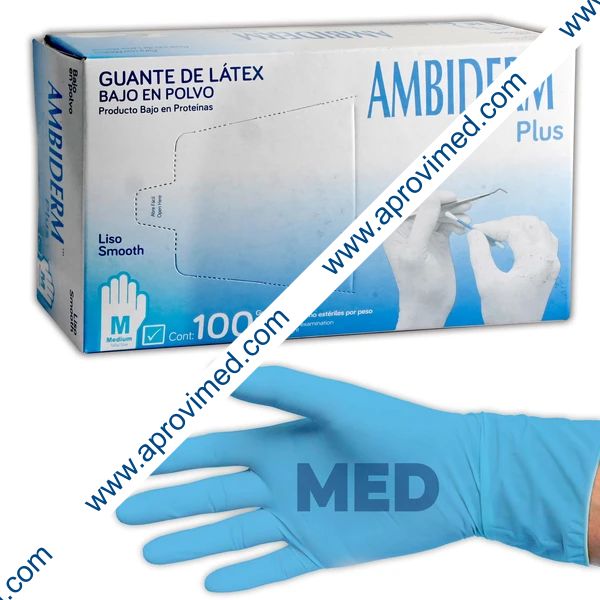 AMBIDERM Plus GUANTE LTX EXPLORACIÓN AZUL No Estéril MED. c/100 Pzs.