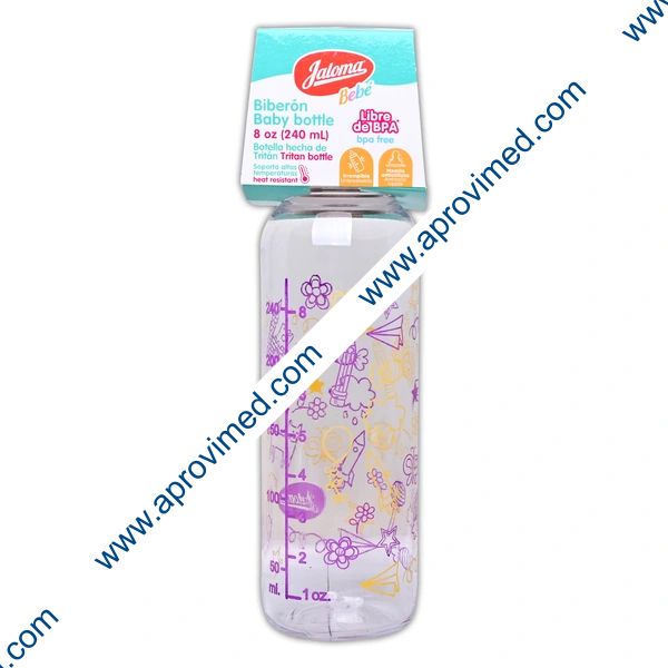 BIBERÓN CRISTALINO c/MAMILA (Jaloma) Unisex 8 OZ/240 ML.