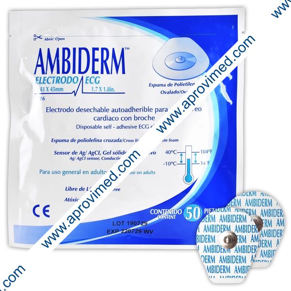 ELECTRODO ECG T716 Espuma/Ovalado (Ambiderm) Adulto Paq. c/50 Pzs.