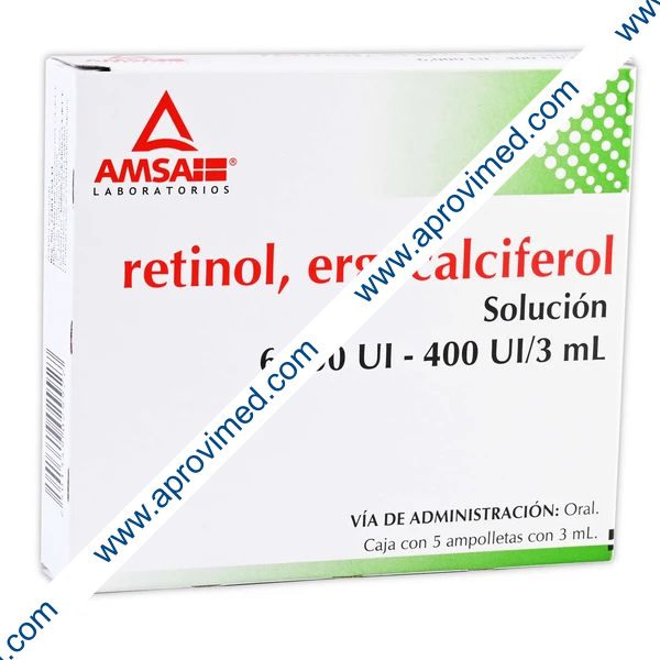 RETINOL/ERGOCALCIFEROL (Amsa) Sol. Ingble. c/5 AMPTAS. 6000-400 U/3 ML.