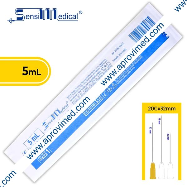 JERINGA  5 mL. (SensiMedical) c/AGUJA 20Gx32mm. c/1 Pza.