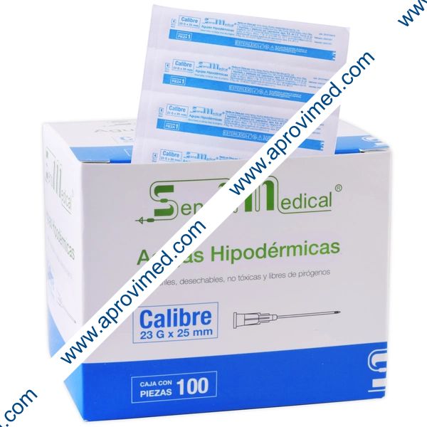 AGUJA HIPODERMICA (SensiMedical) 23Gx1"(25mm) Cja. c/100 Pzs.