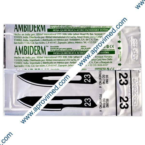 HOJA PARA BISTURÍ Acero Inoxidable (Ambiderm) No. 23 c/1 Pza.
