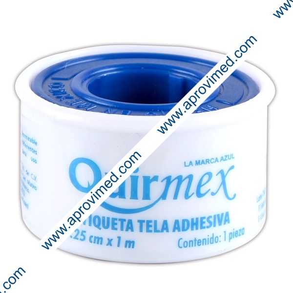 TELA ADHESIVA IMPERMEABLE (Quirmex) Carrete A: 1.25cm; L: 1mt. c/1 Pza.