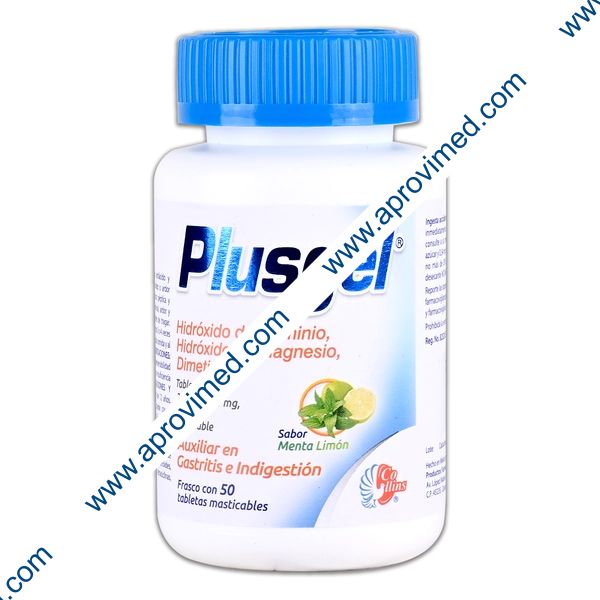 PLUSGEL c/50 TABS. MAST. Sab. Menta-Limón 200/200/20 MG.