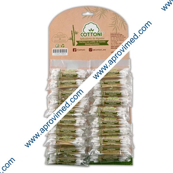 APLICADORES DE ALGODÓN BIODEGRADABLES (Cottoni) Cartera c/20x20 Pzs.
