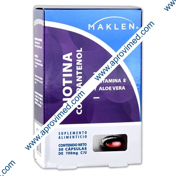 BIOTINA Con PANTENOL (Maklen) c/30 CAPS. 700 MG.