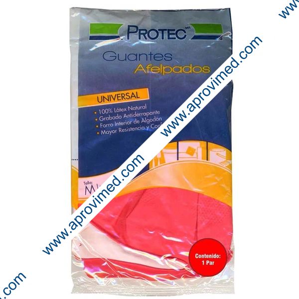 GUANTES DE LÁTEX Afelpados (Protec) Talla M (7 1/2-8) c/1 PAR.
