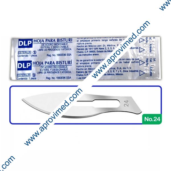 HOJA PARA BISTURÍ Acero Inoxidable (DLP) No. 24 c/1 Pza.