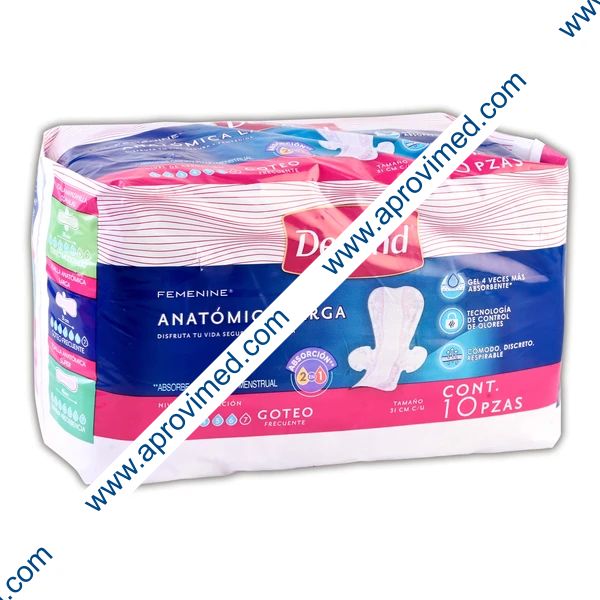 DEPEND TOALLA ANATÓMICA LARGA (31cm) Goteo Frecuente Paq. c/10 Pzs.