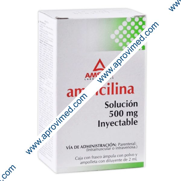 AMPICILINA (Amsa) Sol. Iny. c/1 FCO. AMP. 500 MG/2 ML.