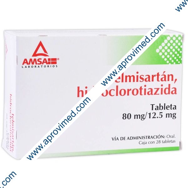 TELMISARTÁN/HIDROCLOROTIAZIDA (Amsa) c/28 TABS. 80/12.5 MG.