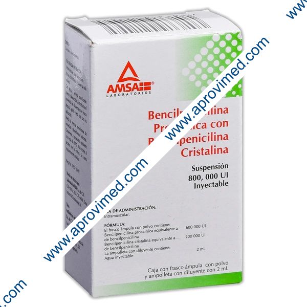 BPNA. PROCAÍNICA c/CRISTALINA (Amsa) Susp. Iny. c/1 FCO. AMP. 800,000 UI/2 ML.