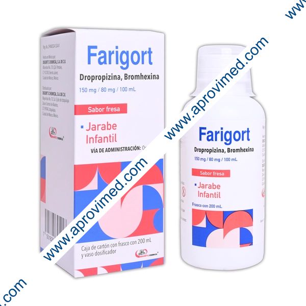 FARIGORT JBE. INFANTIL Sab. Fresa Fco. 200 ML. 150-80 MG/100 ML.