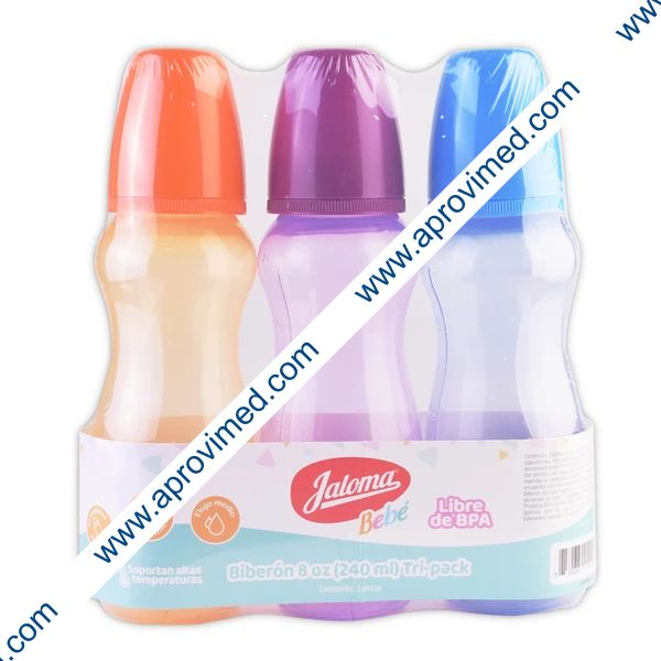 BIBERÓN SILUETTE (Color) c/MAMILA 8 OZ/240 ML. (3 Pack).