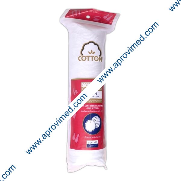COTTON PADS PREMIUM ROUNDED Paq. c/100 Pzs.